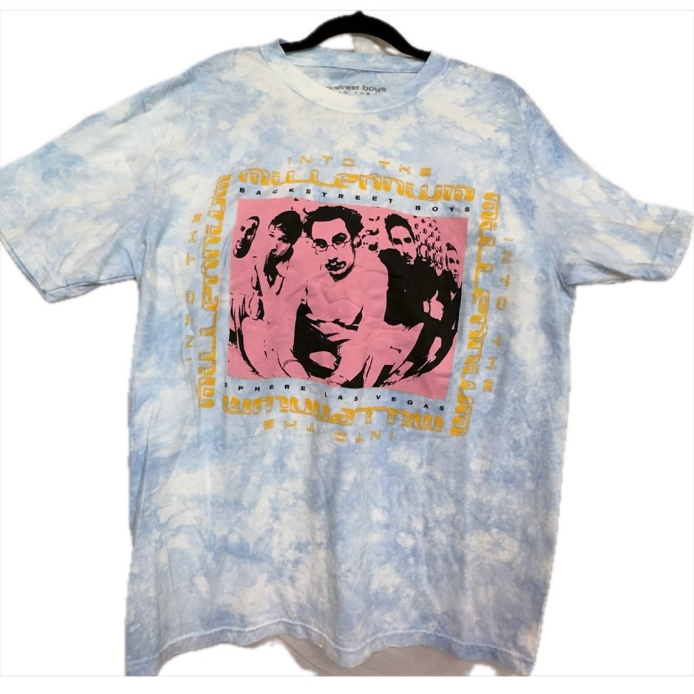 Backstreet Boys Blue Tie‑Dye Pink Graphic “Into the Millennium” T‑Shirt BSB
